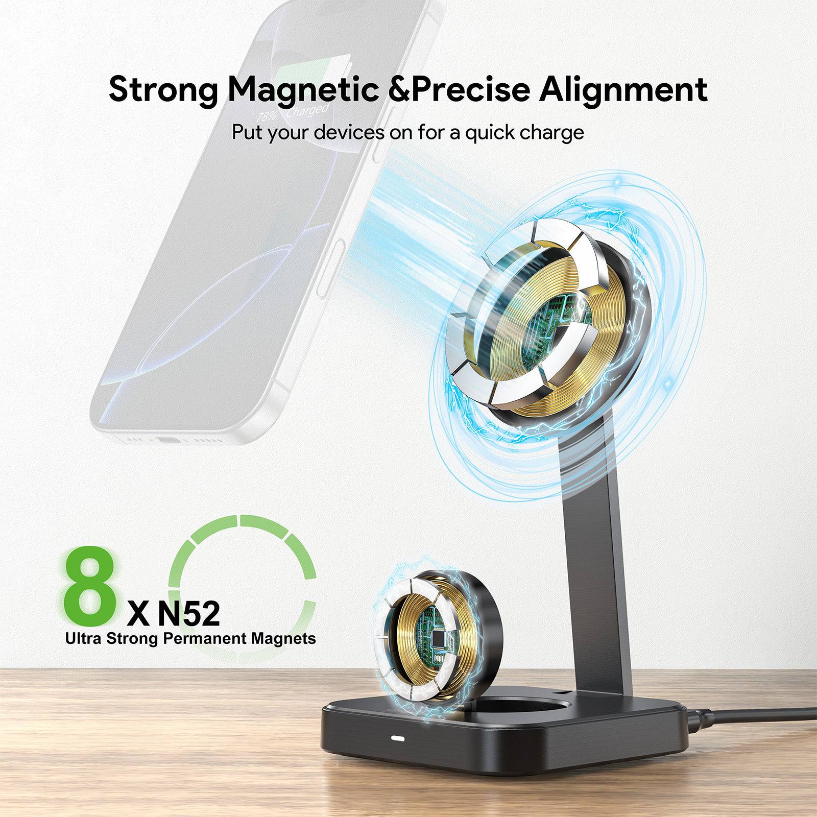 Esoulk 2-in-1 Foldable Magnetic Wireless Charger for Phone and Smart Watch.