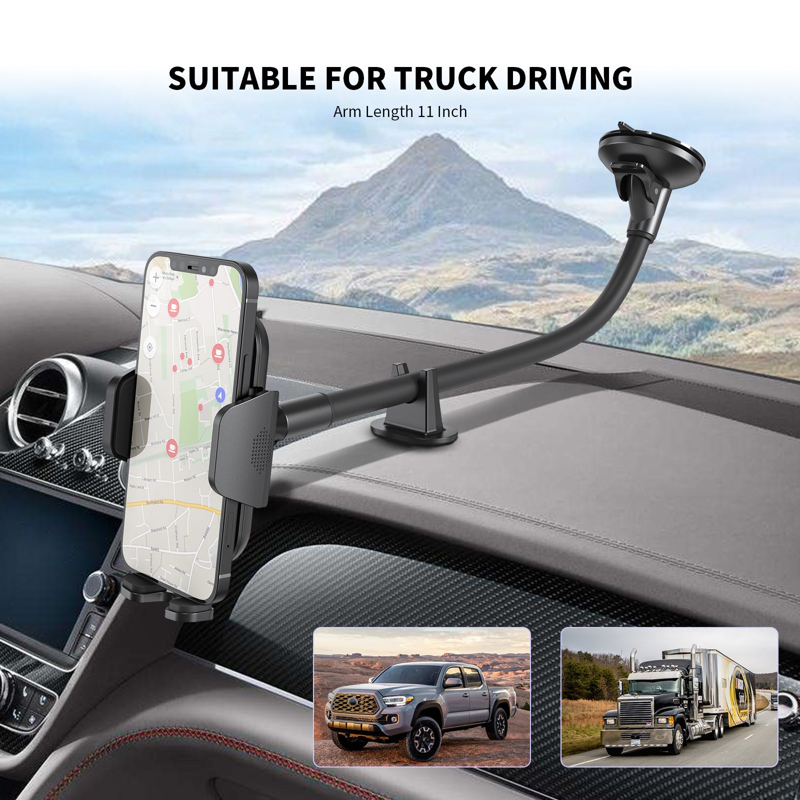 Esoulk Universal Car Mount for smart phones with extended Arm Length 11''