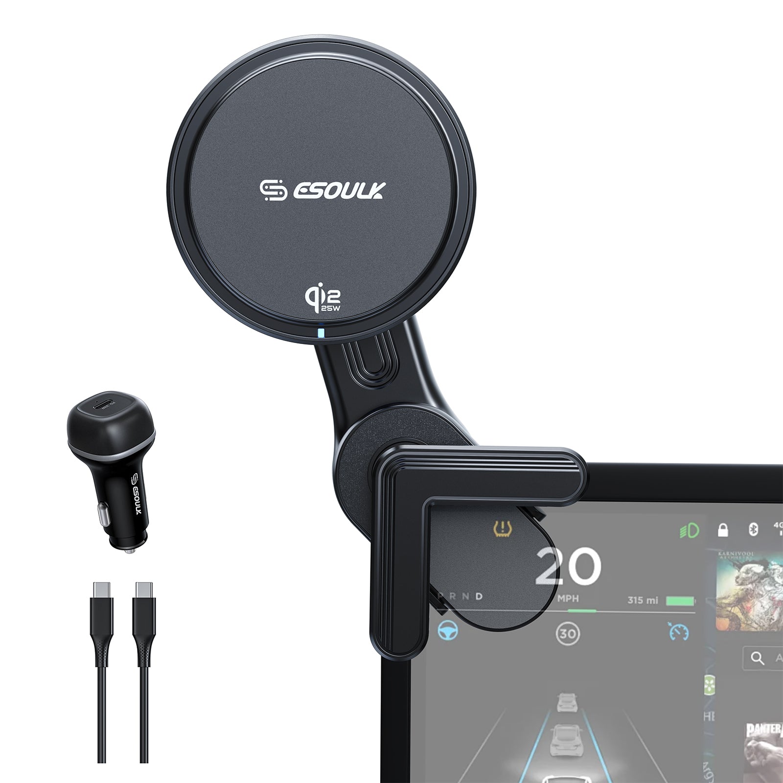 Esoulk 25W Qi2.2 Cooling Magnetic Wireless Car Charger For Tesla