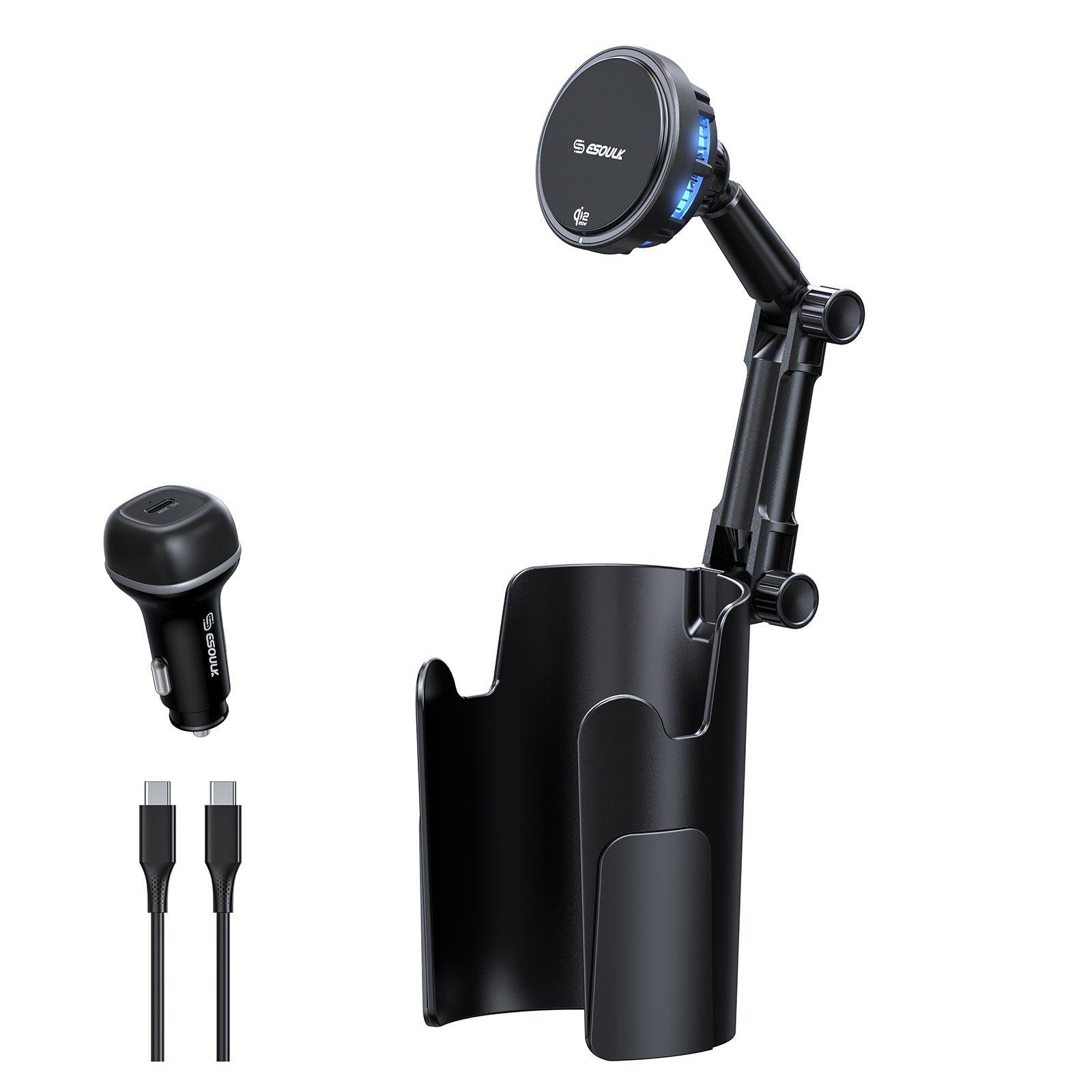 Esoulk 25W Qi2.2 Cooling Magnetic Wireless Car Charger Cup Holder