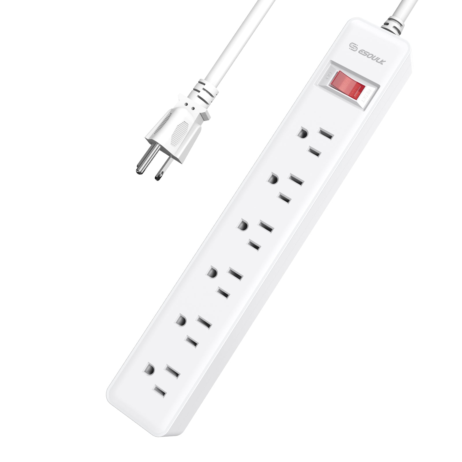 Esoulk 4ft Power Cord Strip with 6 Outlets