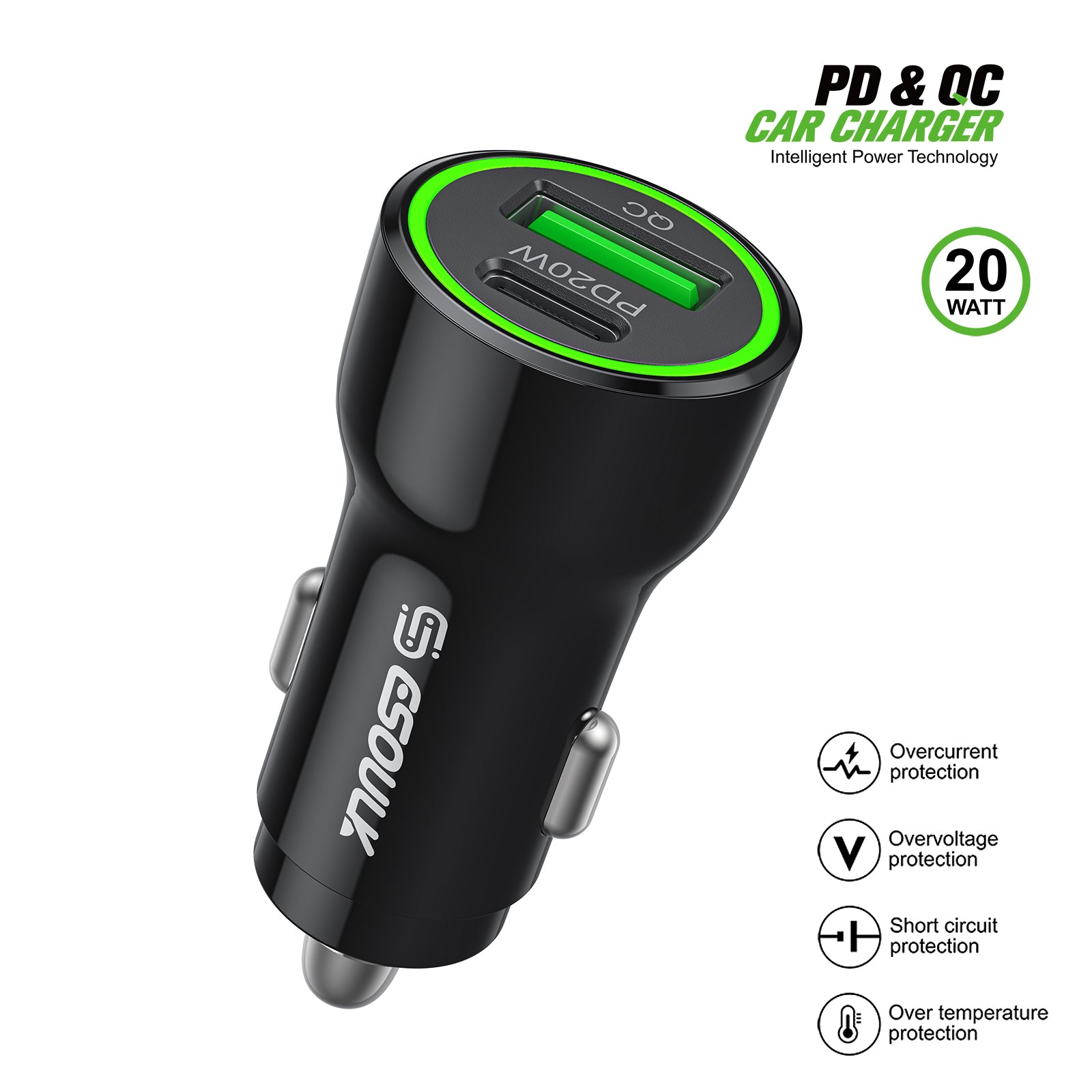 Esoulk Fast Car Charger with PD30W and QC18W Dual Charge