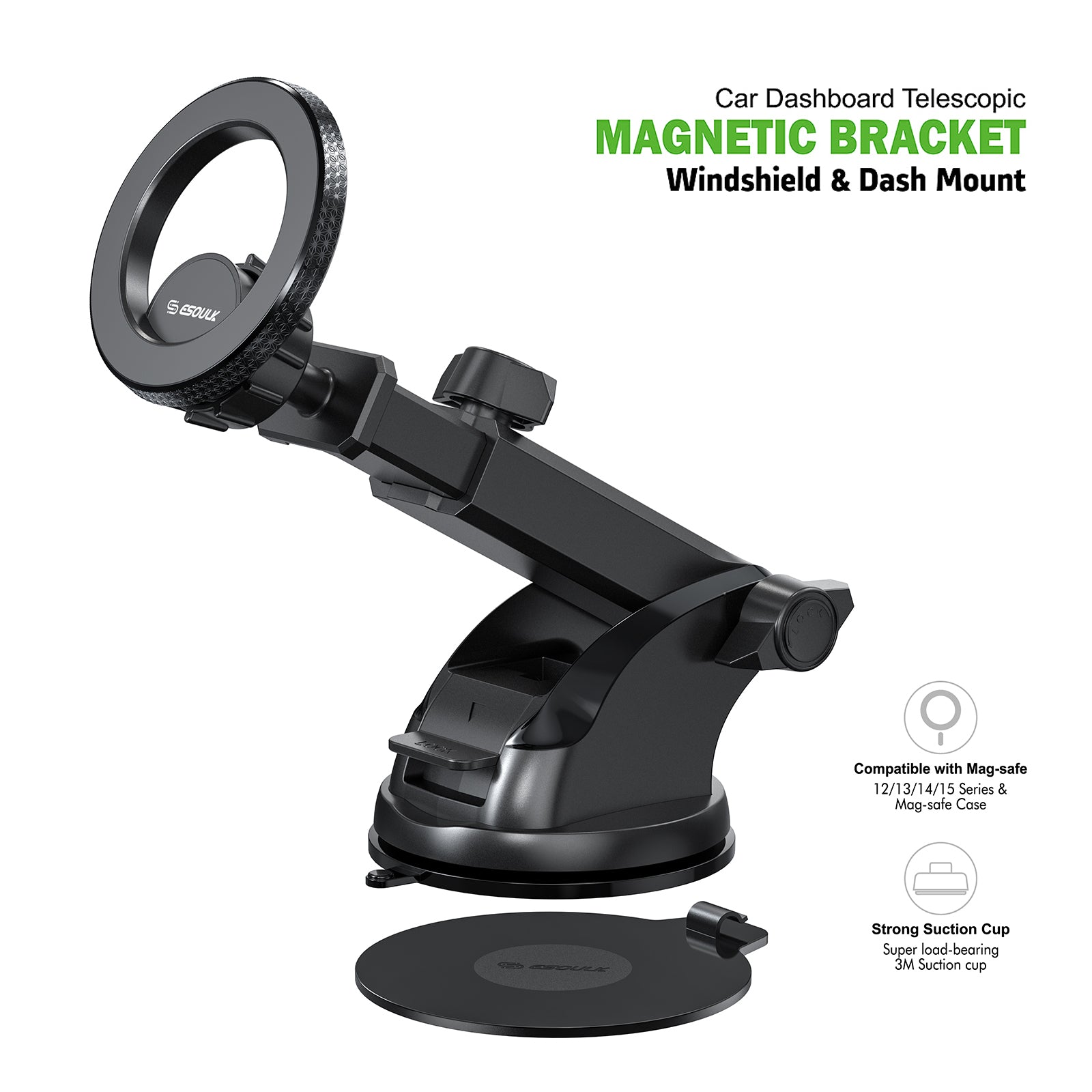 Esoulk Magnetic Bracket Windshield & Dash Mount