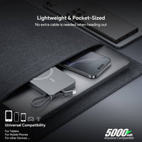 Esoulk 5000mAh Magnetic Wireless Charger with Built-in Type-C Cable.