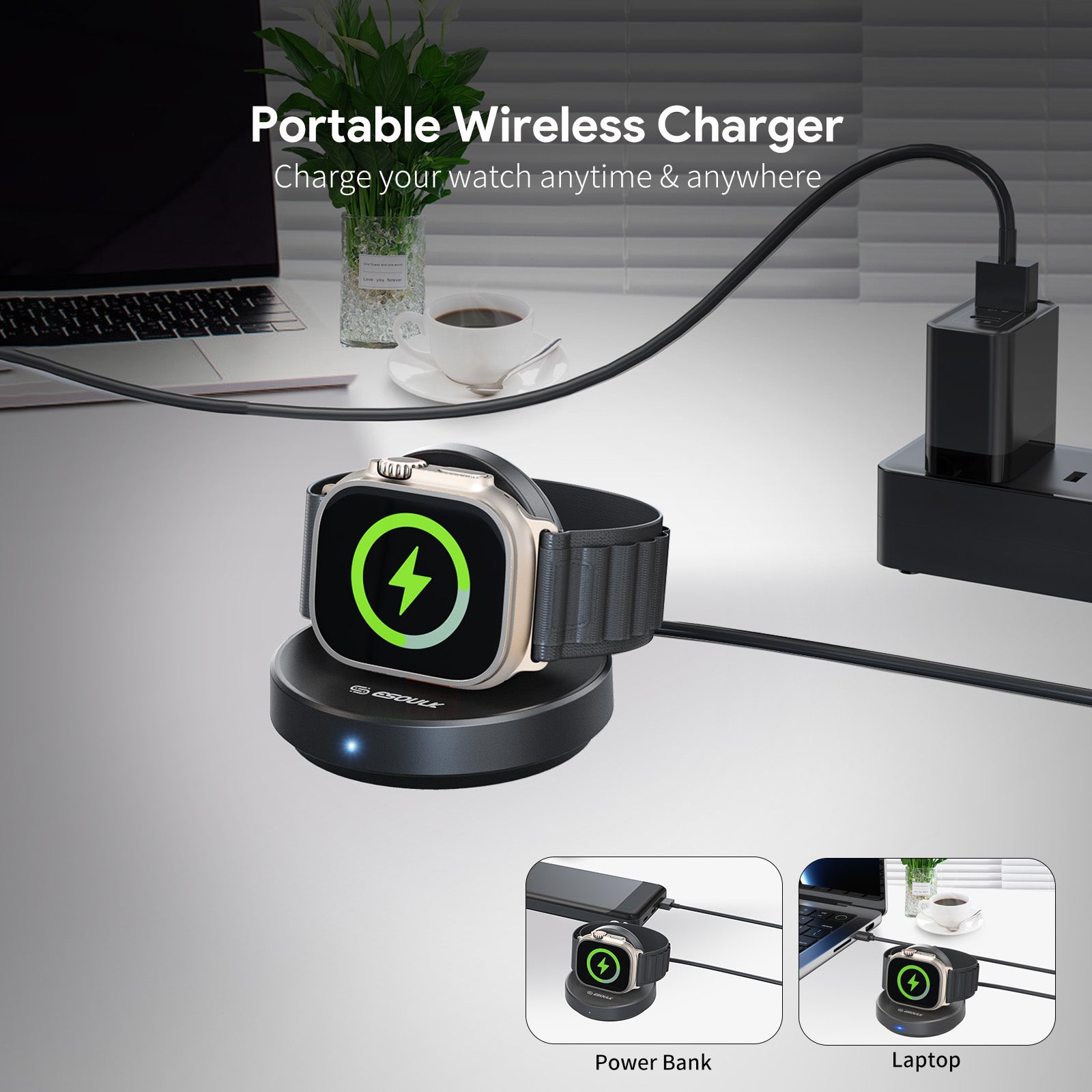 Esoulk Wireless Magnetic High Speed Charger for Smart Watch